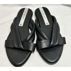 Matt Bernson‎ Black Leather Slippers Womens Size 8 Leather sole Flats Slip On